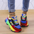 Baskets Chunky Femme à Lacets Arc-en-Ciel Semelle Épaisse Chaussures Décontractées Légères - Hiverline