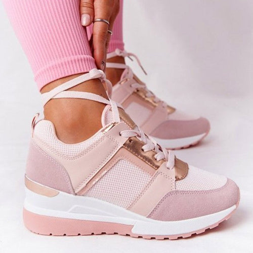 Baskets Compensées Femme Lacets Plateforme Casual Quotidien - Hiverline