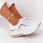 Baskets Compensées Femme Lacets Plateforme Casual Quotidien - Hiverline