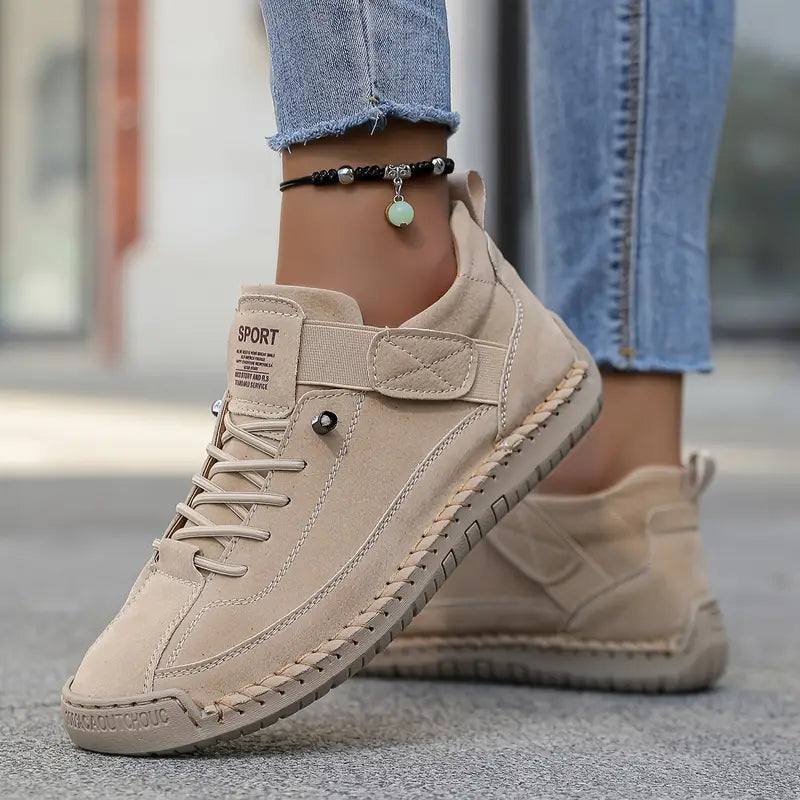 Baskets Femme à Lacets Casual Slip-On Semelle Confort Cuir Souple Marche - Hiverline