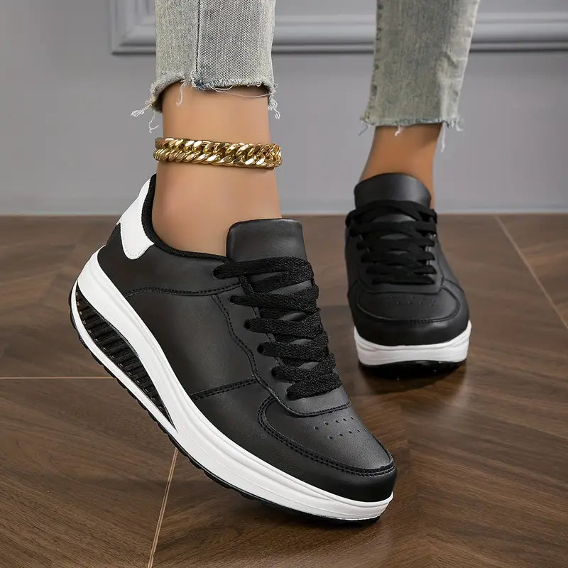 Baskets Femme à Lacets Semelle Compensée Mode Casual Quotidien - Hiverline