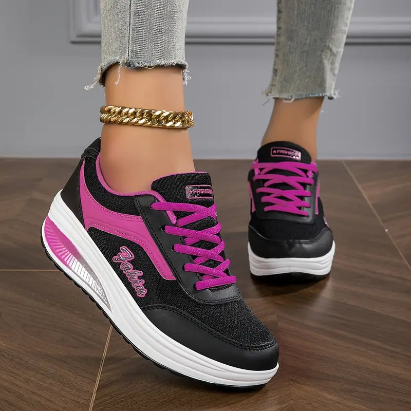 Baskets Femme à Lacets Semelle Compensée Mode Casual Quotidien - Hiverline