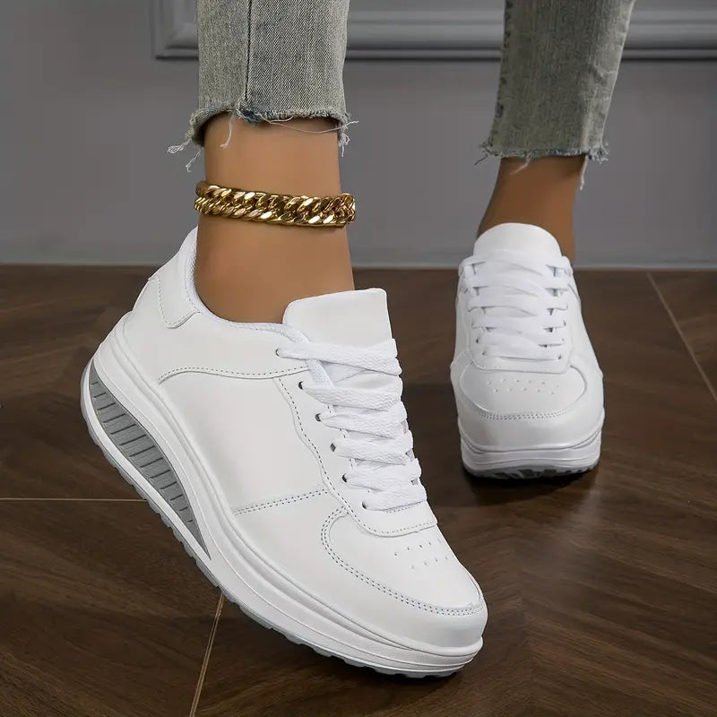 Baskets Femme à Lacets Semelle Compensée Mode Casual Quotidien - Hiverline
