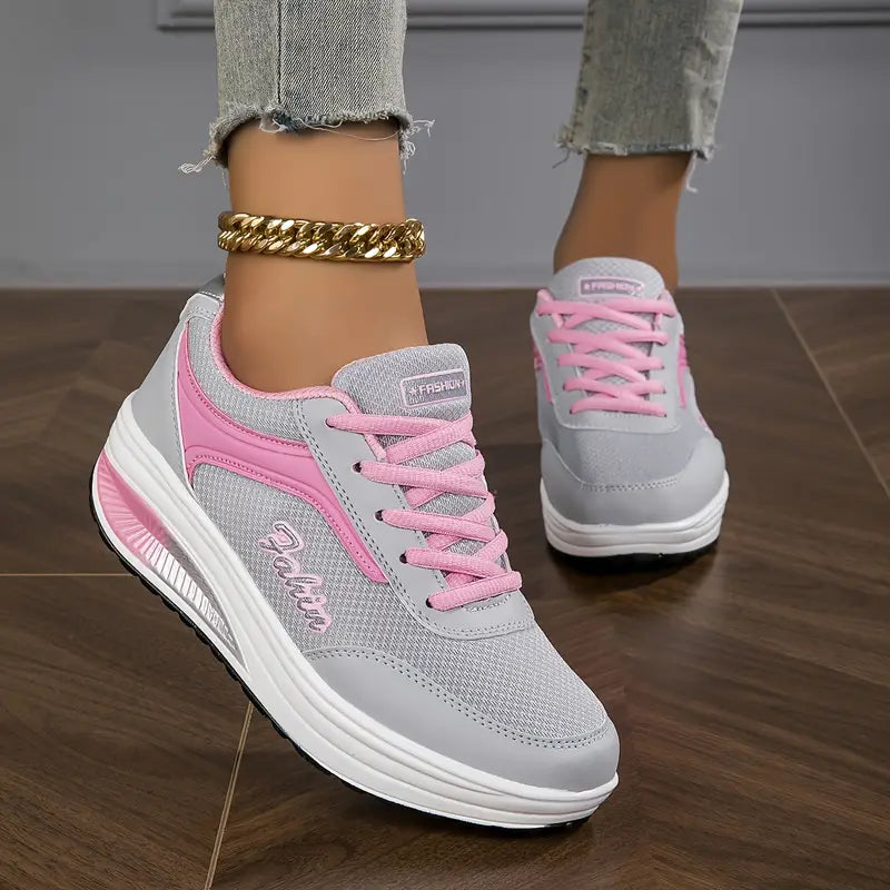 Baskets Femme à Lacets Semelle Compensée Mode Casual Quotidien - Hiverline