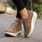 Baskets Femme à Lacets Semelle Compensée Mode Casual Quotidien - Hiverline