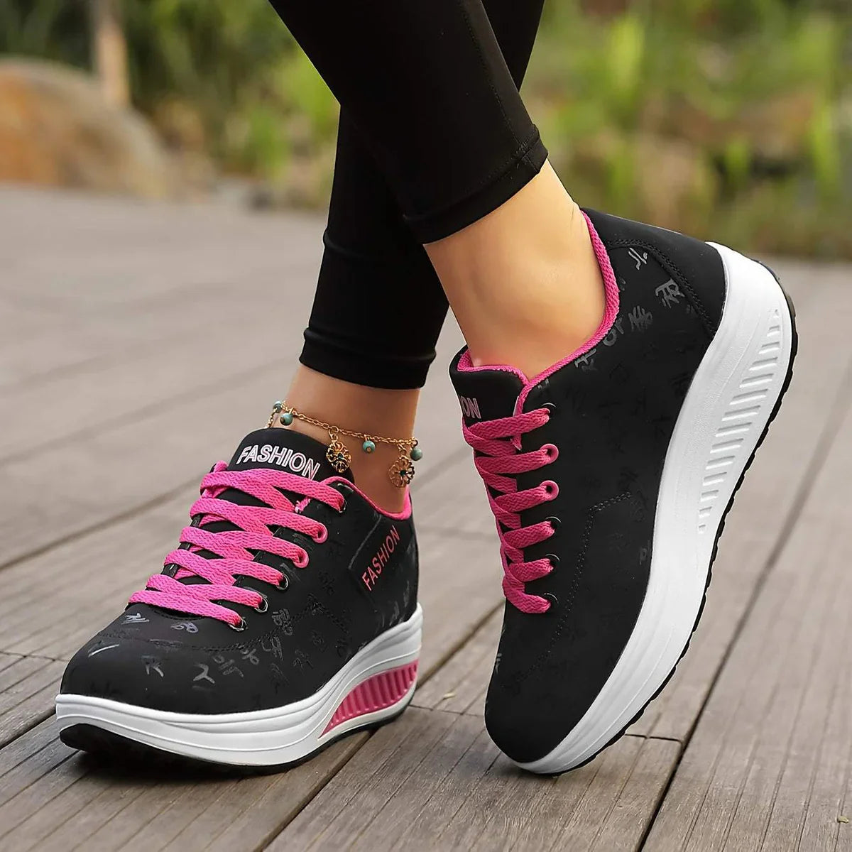 Baskets Femme à Lacets Semelle Compensée Mode Casual Quotidien - Hiverline