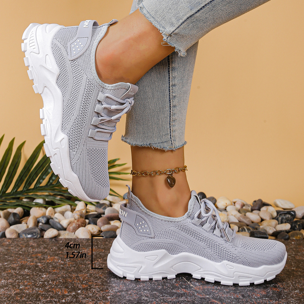 Baskets Femme Chunky à Lacets Semelle Épaisse Respirantes Casual Marche - Hiverline