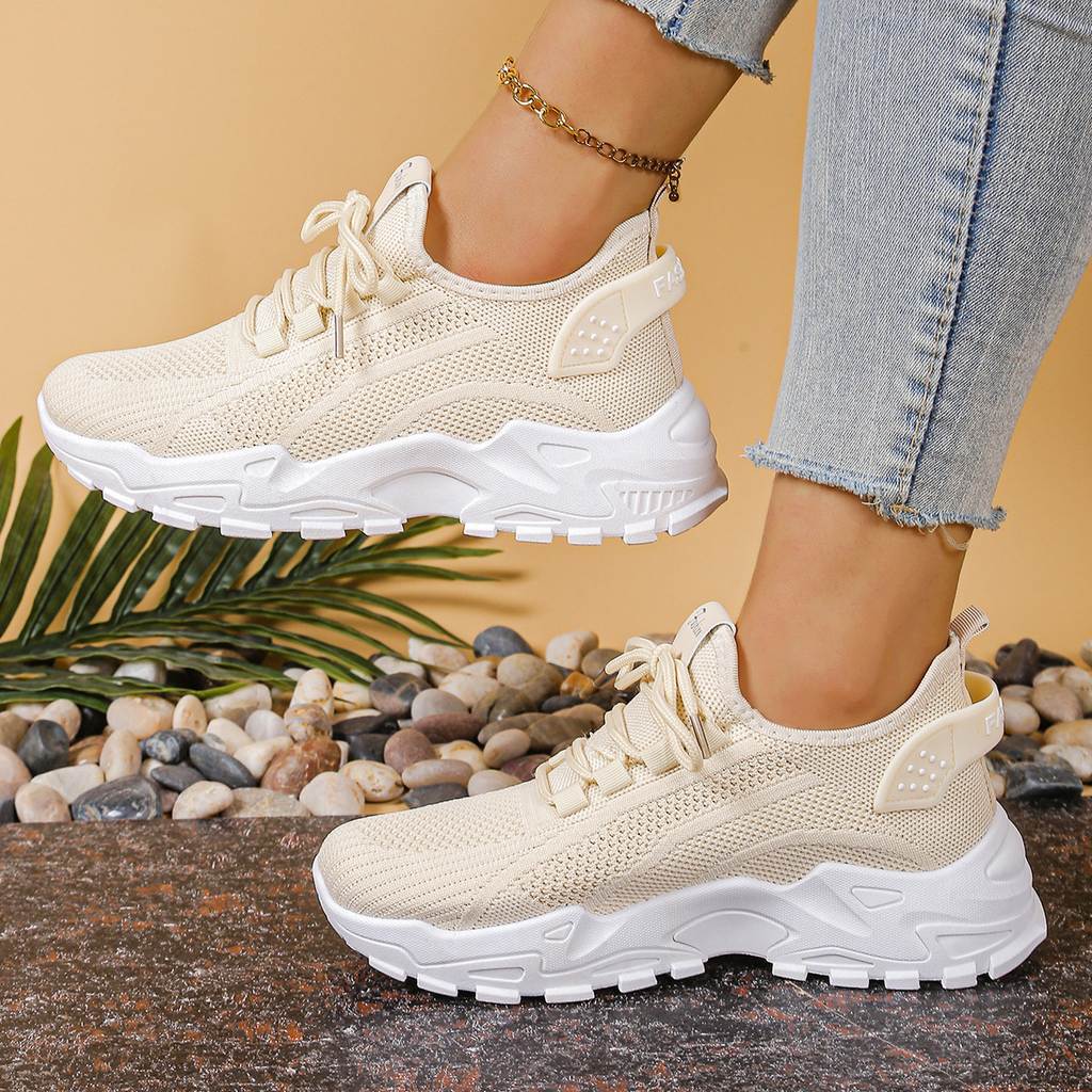 Baskets Femme Chunky à Lacets Semelle Épaisse Respirantes Casual Marche - Hiverline