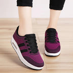 Baskets Femme Lacées Plateforme Amortissante Maille Respirante Chaussures Casual Marche Quotidienne - Hiverline