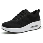 Baskets Femme Lacées Plateforme Amortissante Maille Respirante Chaussures Casual Marche Quotidienne - Hiverline