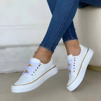 Baskets Femme Lacets Chaîne Dorée Semelle Plateforme Casual Décontractées - Hiverline