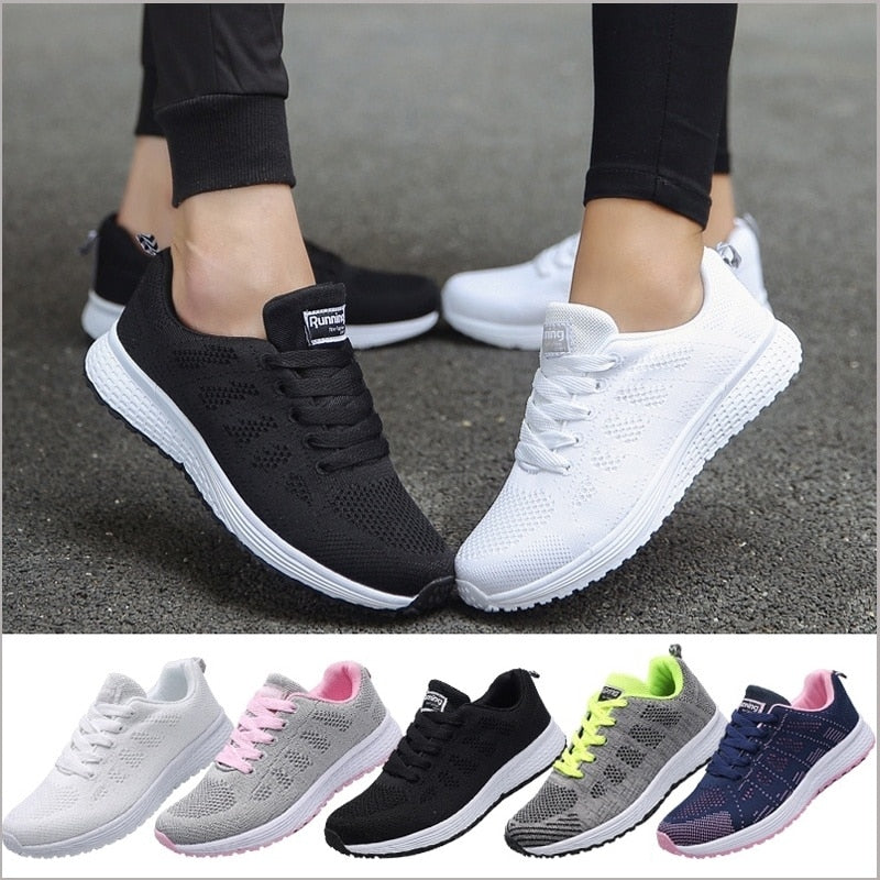 Baskets Femme Légères Respirantes à Lacets - Chaussures de Marche Casual Quotidien - Hiverline