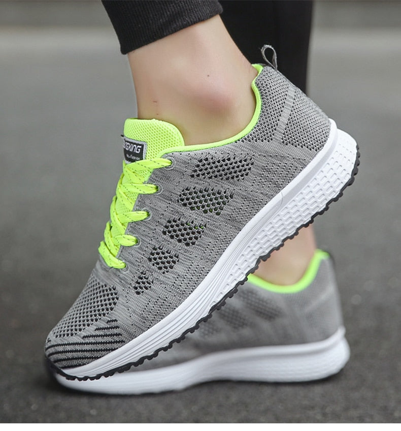 Baskets Femme Légères Respirantes à Lacets - Chaussures de Marche Casual Quotidien - Hiverline