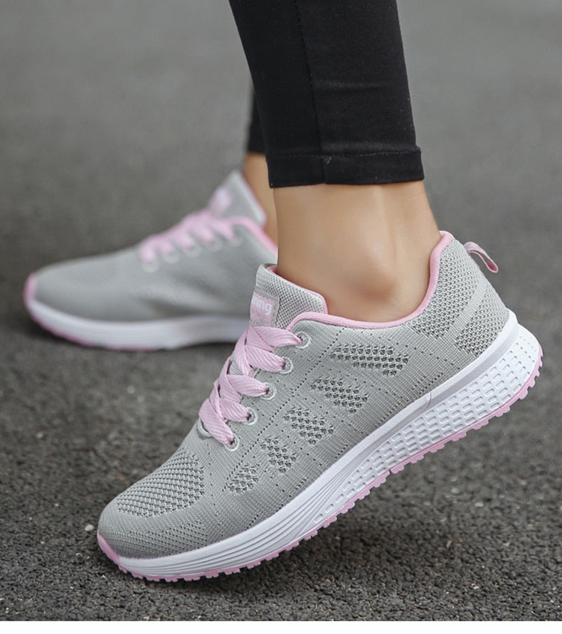 Baskets Femme Légères Respirantes à Lacets - Chaussures de Marche Casual Quotidien - Hiverline