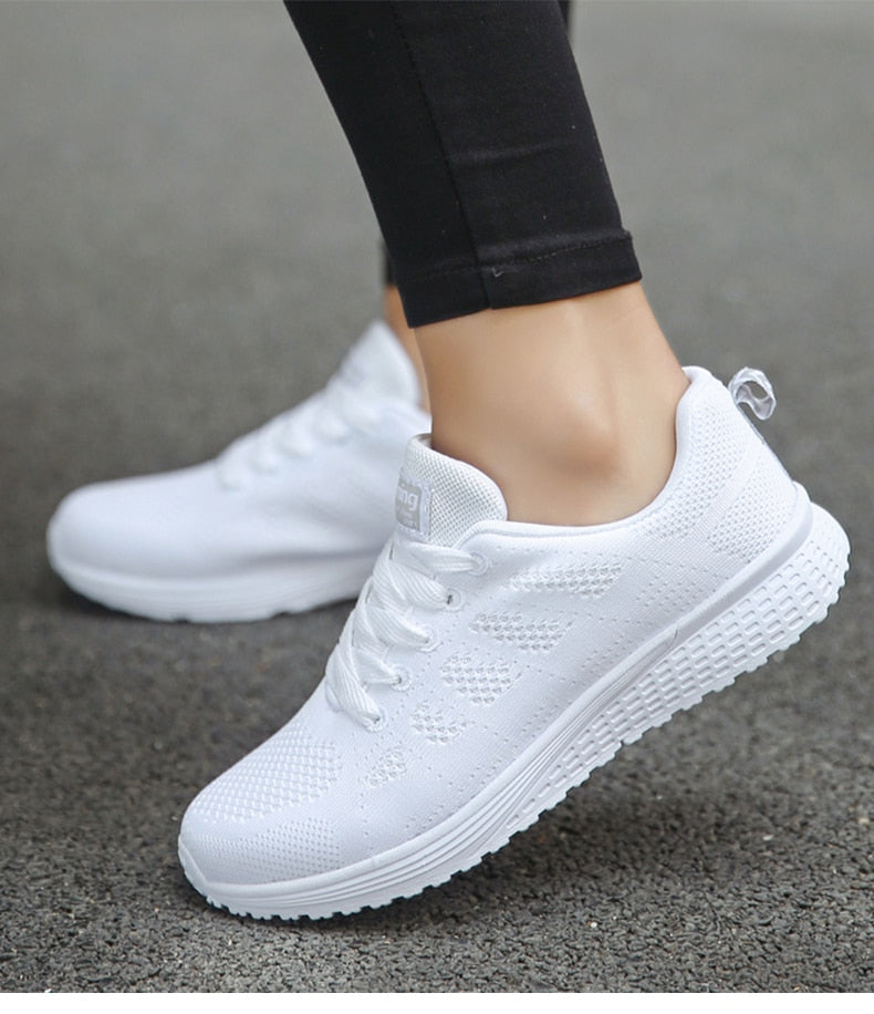 Baskets Femme Légères Respirantes à Lacets - Chaussures de Marche Casual Quotidien - Hiverline