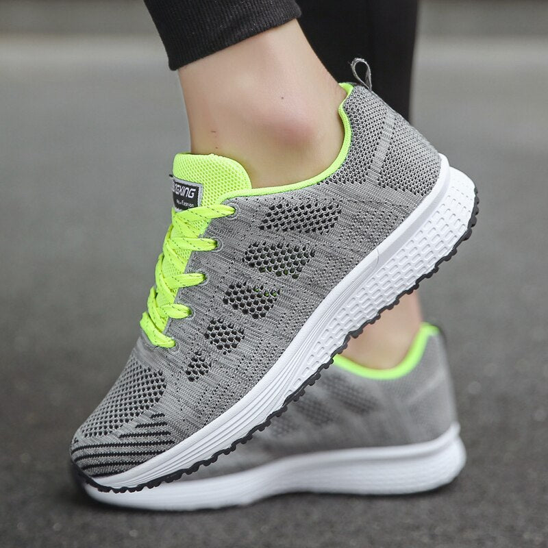 Baskets Femme Légères Respirantes à Lacets - Chaussures de Marche Casual Quotidien - Hiverline