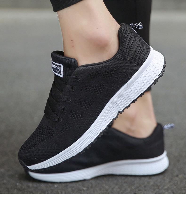 Baskets Femme Légères Respirantes à Lacets - Chaussures de Marche Casual Quotidien - Hiverline