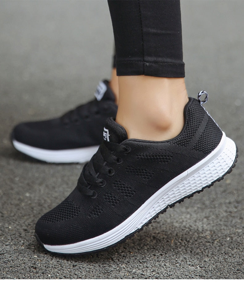 Baskets Femme Légères Respirantes à Lacets - Chaussures de Marche Casual Quotidien - Hiverline