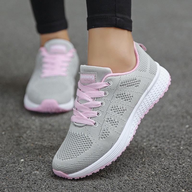 Baskets Femme Légères Respirantes à Lacets - Chaussures de Marche Casual Quotidien - Hiverline