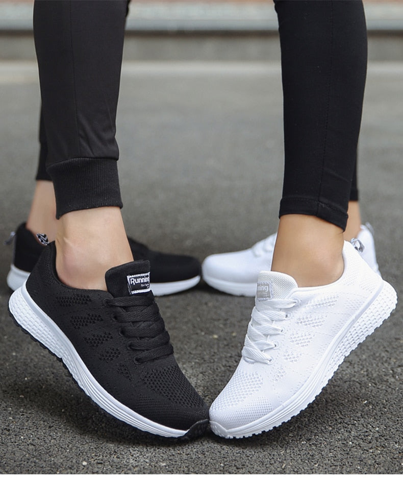 Baskets Femme Légères Respirantes à Lacets - Chaussures de Marche Casual Quotidien - Hiverline