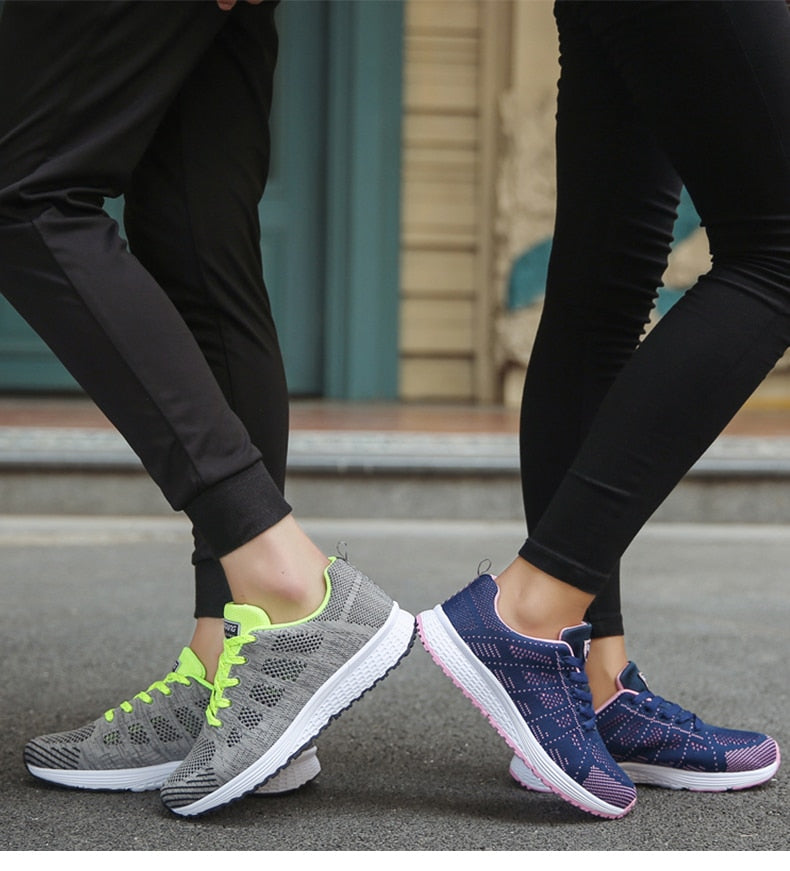 Baskets Femme Légères Respirantes à Lacets - Chaussures de Marche Casual Quotidien - Hiverline