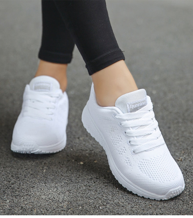 Baskets Femme Légères Respirantes à Lacets - Chaussures de Marche Casual Quotidien - Hiverline