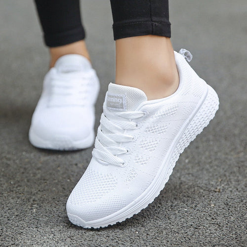 Baskets Femme Légères Respirantes à Lacets - Chaussures de Marche Casual Quotidien - Hiverline