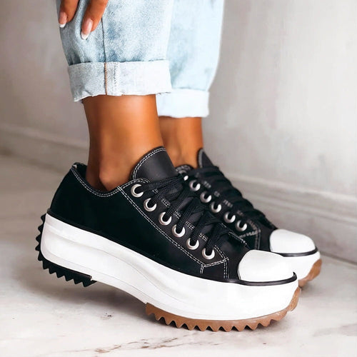 Baskets Femme Plateforme Lacets Semelle Épaisse Casual Légères Quotidien - Hiverline