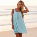 Robe Mini Sans Manches Boho Femme Couverture de Plage à Bretelles Spaghetti Détail en Crochet Dos Décontractée d'Été