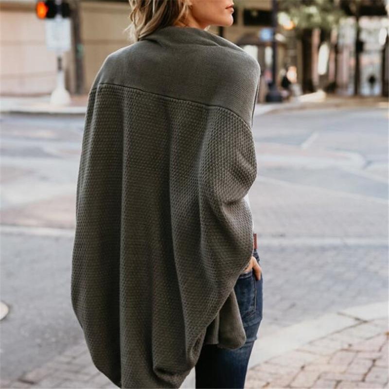 Cardigan de punto oversize para mujer con mangas murciélago, abierto, boho casual – Multicolor