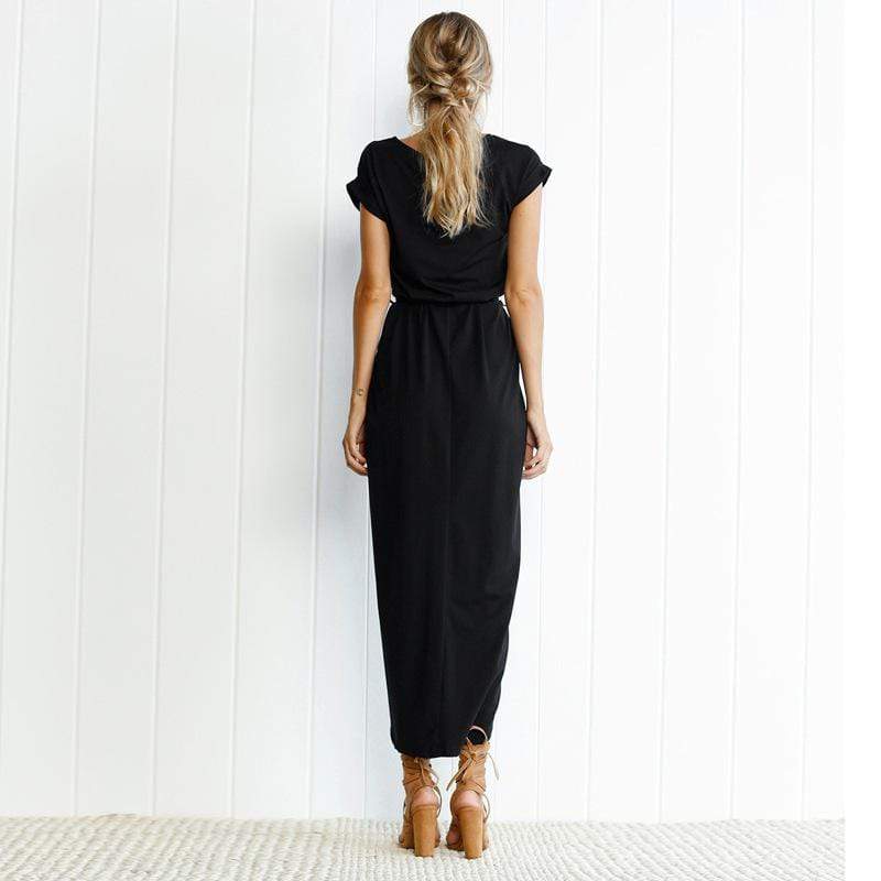 Robe Midi Bohème Fendue Pour Femme, Décolleté Carré, Manches Courtes, Superposée, Fente, Robe Décontractée D'été Pour Les Soirées – Multicolore
