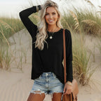 Lässiges Damenlangarmhemd im Boho-Stil mit Tasche, lockerer Schnitt, weich, urbaner Stil – Mehrfarbig