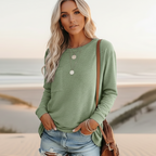 Lässiges Damenlangarmhemd im Boho-Stil mit Tasche, lockerer Schnitt, weich, urbaner Stil – Mehrfarbig