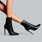Bottes à Talon Aiguille Femme Bout Pointu Mi-Mollet Fermeture Éclair Soirée - Hiverline