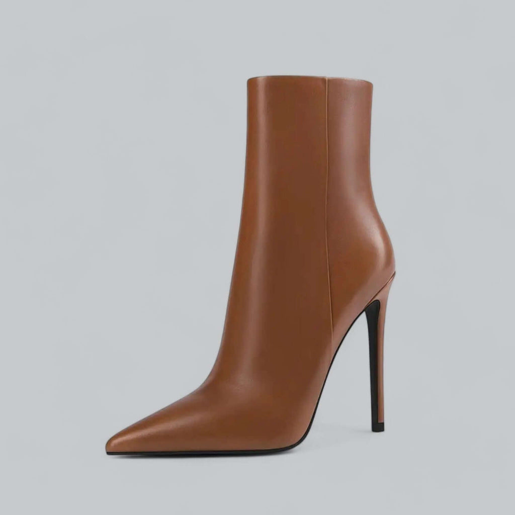 Bottes à Talon Aiguille Femme Bout Pointu Mi-Mollet Fermeture Éclair Soirée - Hiverline