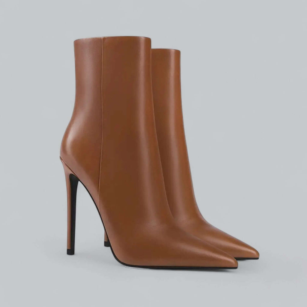 Bottes à Talon Aiguille Femme Bout Pointu Mi-Mollet Fermeture Éclair Soirée - Hiverline