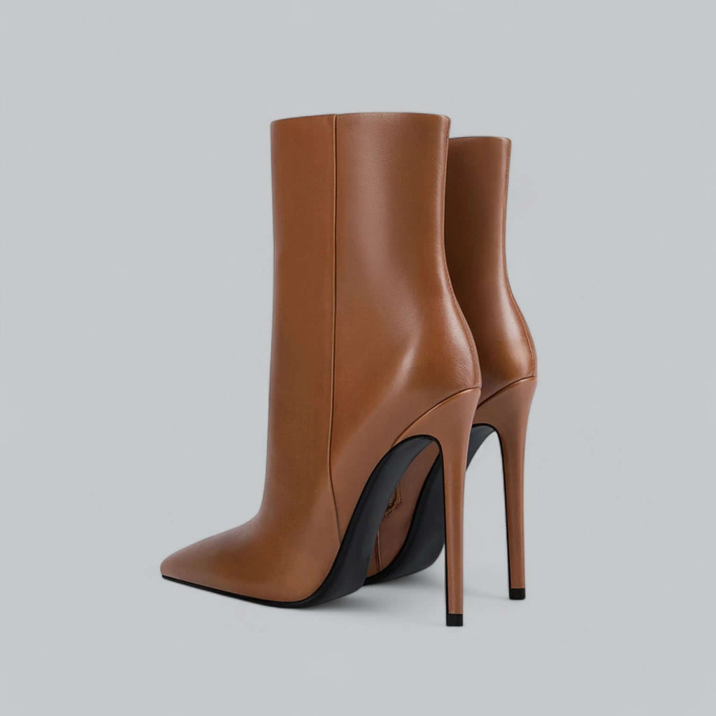 Bottes à Talon Aiguille Femme Bout Pointu Mi-Mollet Fermeture Éclair Soirée - Hiverline
