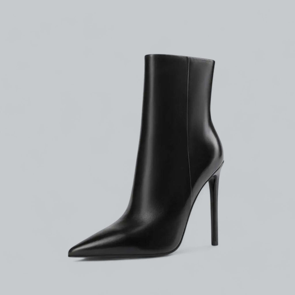 Bottes à Talon Aiguille Femme Bout Pointu Mi-Mollet Fermeture Éclair Soirée - Hiverline