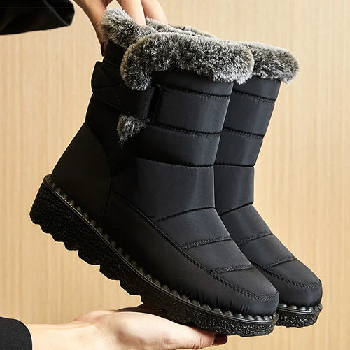 Bottes de Neige Femme Imperméables Fourrées Hiver Montantes Slip-On - Hiverline