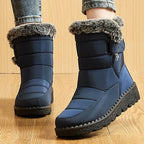 Bottes de Neige Femme Imperméables Fourrées Hiver Montantes Slip-On - Hiverline