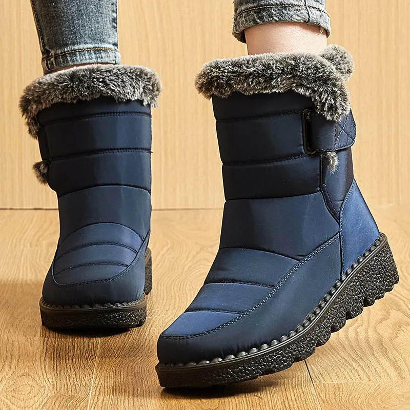 Bottes de Neige Femme Imperméables Fourrées Hiver Montantes Slip-On - Hiverline