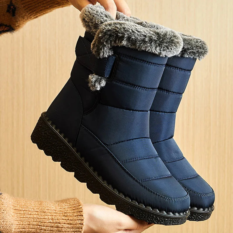 Bottes de Neige Femme Imperméables Fourrées Hiver Montantes Slip-On - Hiverline
