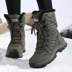 Bottes de Neige Femme Imperméables Lacets Fourrure Intérieure Mi-Mollet Hiver Randonnée - Hiverline