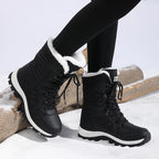 Bottes de Neige Femme Imperméables Lacets Fourrure Intérieure Mi-Mollet Hiver Randonnée - Hiverline