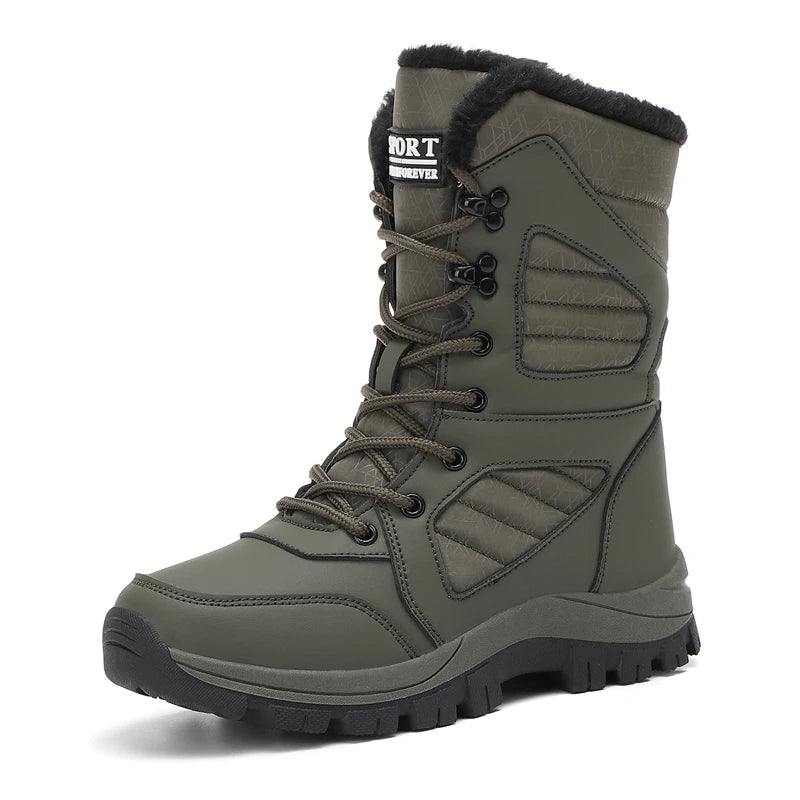 Bottes de Neige Femme Imperméables Lacets Fourrure Intérieure Mi-Mollet Hiver Randonnée - Hiverline