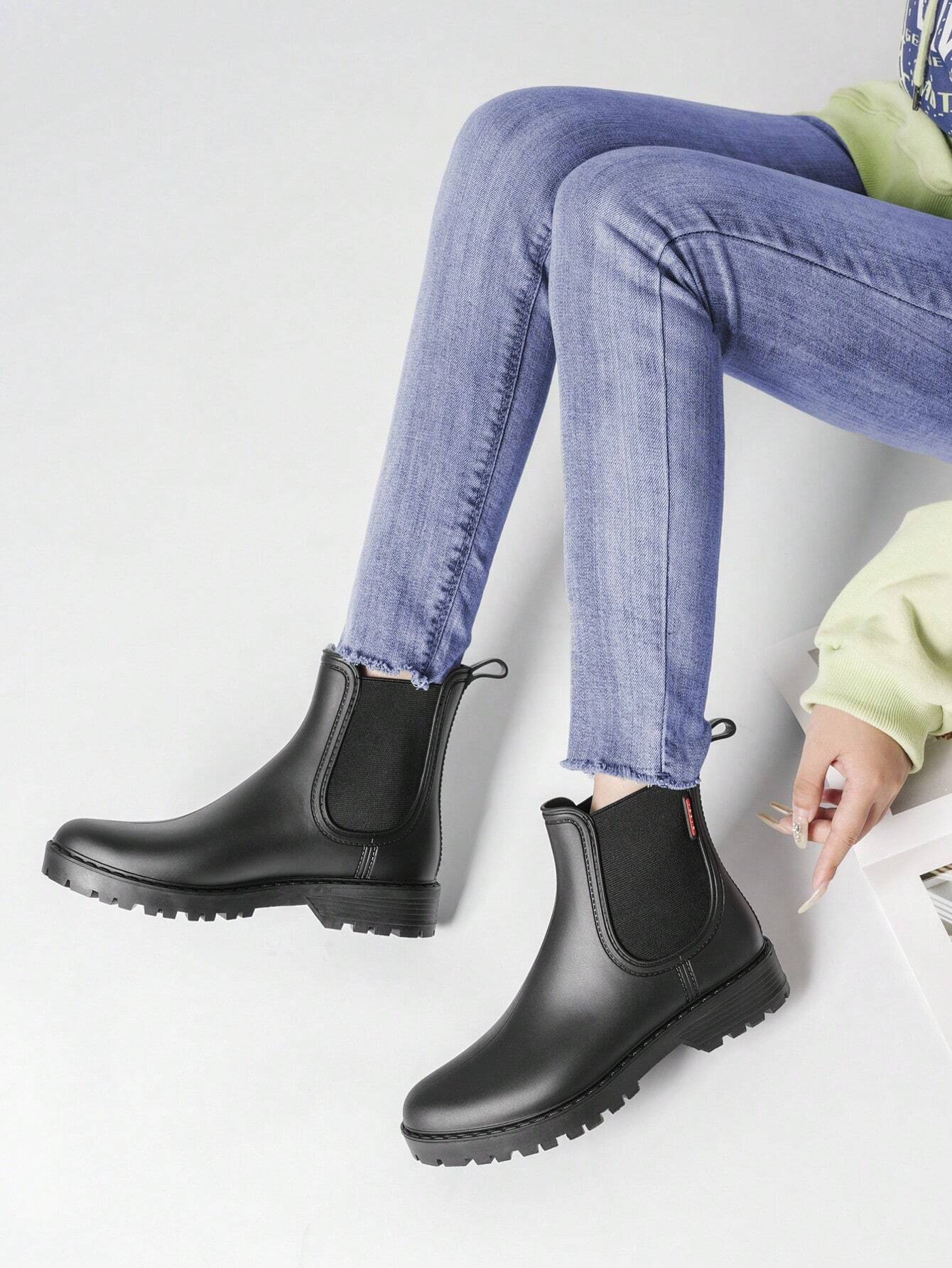 Bottes de Pluie Chelsea Femme Imperméables Antidérapantes Caoutchouc Mat - Hiverline