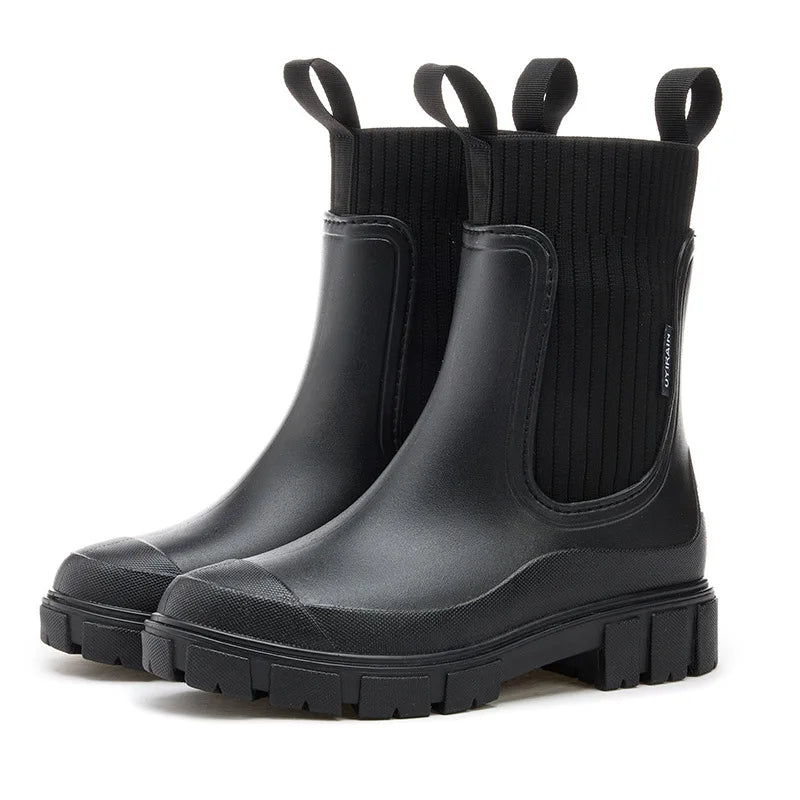 Bottes de Pluie pour Femmes à Plateforme Slip-On - Hiverline