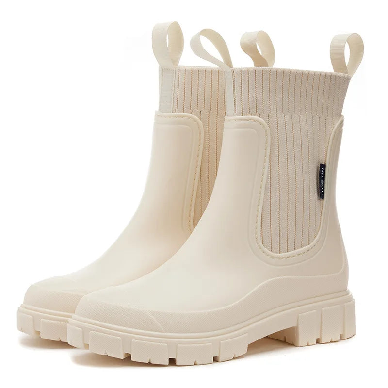 Bottes de Pluie pour Femmes à Plateforme Slip-On - Hiverline