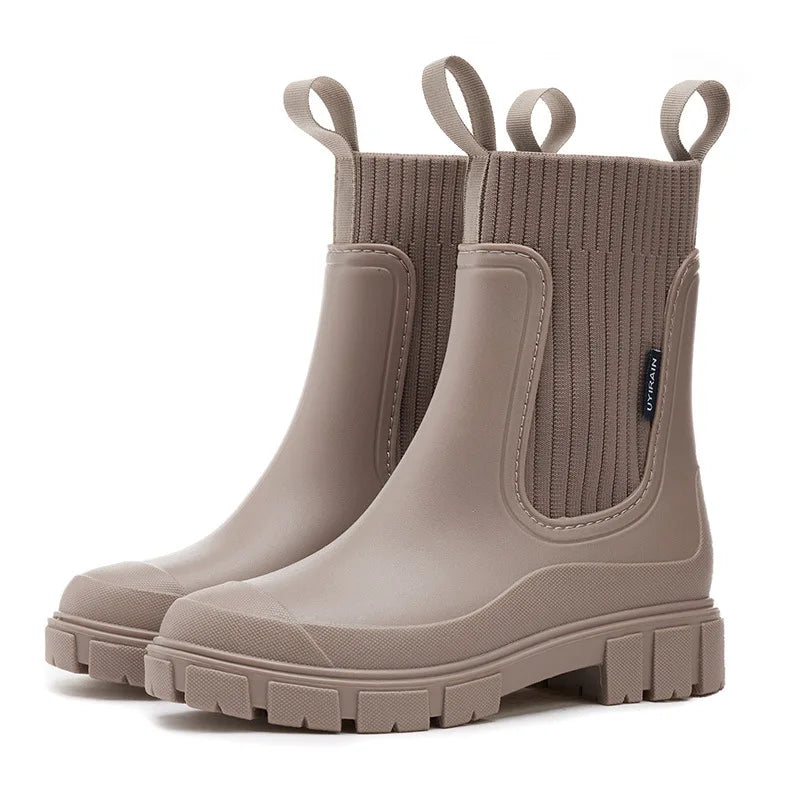 Bottes de Pluie pour Femmes à Plateforme Slip-On - Hiverline