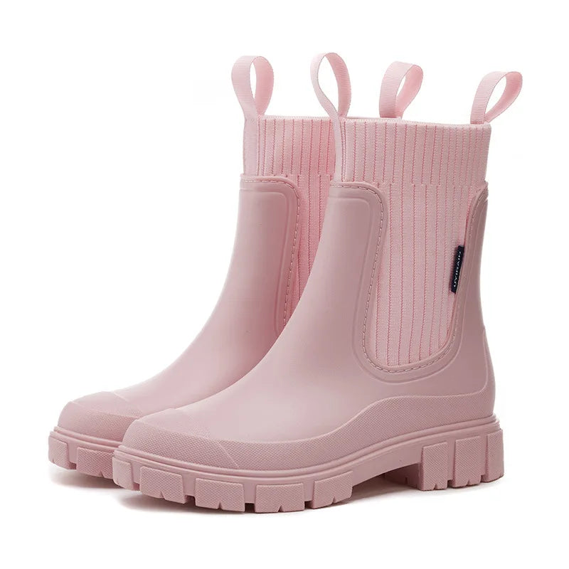 Bottes de Pluie pour Femmes à Plateforme Slip-On - Hiverline